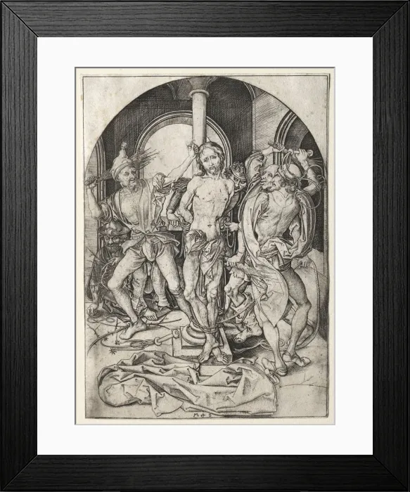Framed Print : The Passion of Jesus Christ: The Flagellation. Creator: Martin Schongauer (German, c Framed Print : The Passion of Jesus Christ: The Flagellation. Creator: Martin Schongauer (German, c