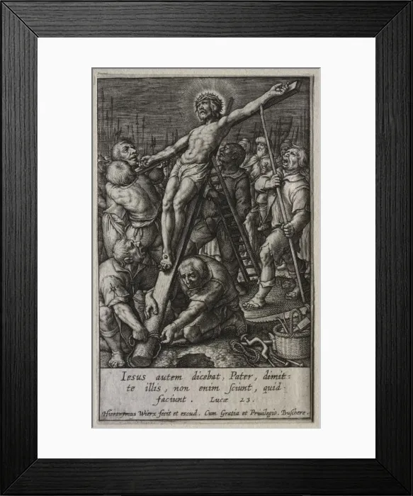 Framed Print : The Passion: Christ Being Crucified. Creator: Hieronymus Wierix (Flemish, 1553-1619) Framed Print : The Passion: Christ Being Crucified. Creator: Hieronymus Wierix (Flemish, 1553-1619)