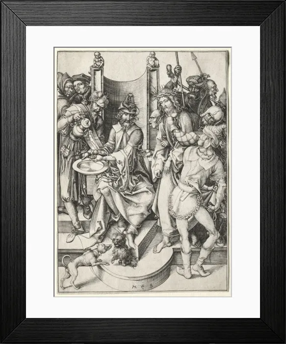 Framed Print : The Passion: Christ Before Pilate. Creator: Martin Schongauer (German, c. 1450-1491) Framed Print : The Passion: Christ Before Pilate. Creator: Martin Schongauer (German, c. 1450-1491)