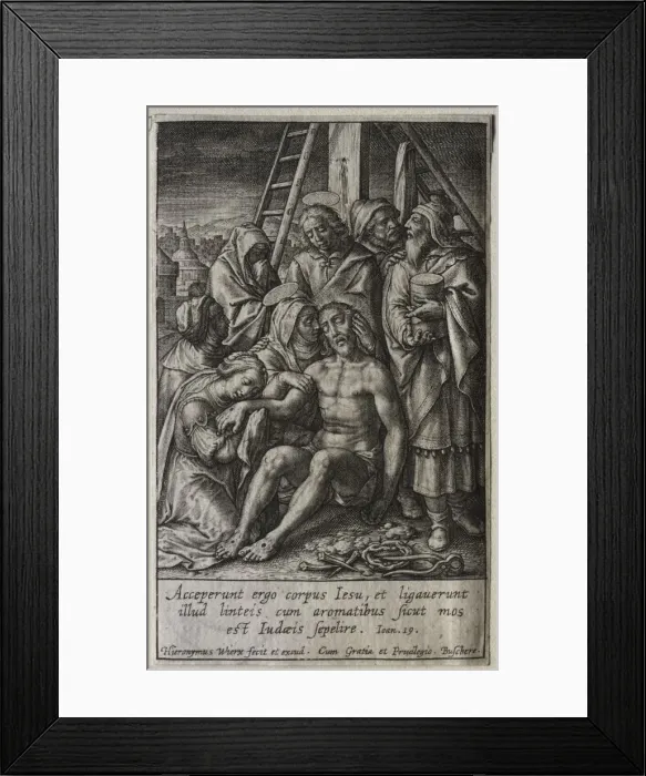 Framed Print : The Passion: Deposition from the Cross. Creator: Hieronymus Wierix (Flemish, 1553-1619) Framed Print : The Passion: Deposition from the Cross. Creator: Hieronymus Wierix (Flemish, 1553-1619)