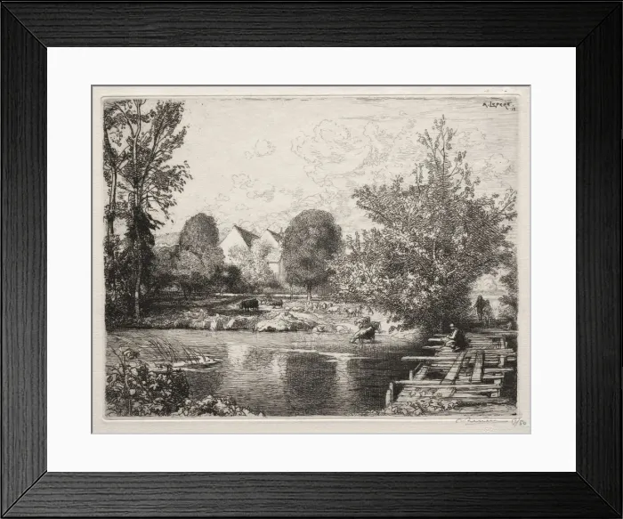 Framed Print : The Old Footbridge, 1915. Creator: Auguste Louis Lepere (French, 1849-1918) Framed Print : The Old Footbridge, 1915. Creator: Auguste Louis Lepere (French, 1849-1918)