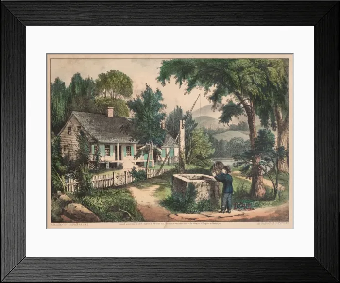 Framed Print : The Old Oaken Bucket. Creator: James Merritt Ives (American, 1824-1895), and; Nathaniel Currier Framed Print : The Old Oaken Bucket. Creator: James Merritt Ives (American, 1824-1895), and; Nathaniel Currier