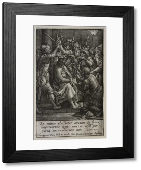 Framed Print : The Passion: The Crowning with Thorns. Creator: Hieronymus Wierix (Flemish, 1553-1619) Framed Print : The Passion: The Crowning with Thorns. Creator: Hieronymus Wierix (Flemish, 1553-1619)