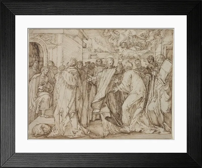 Framed Print : The Parable of the Tribute Money, c. 1580 / 1600. Creator: Master of the Egmont Albums (Dutch) Framed Print : The Parable of the Tribute Money, c. 1580 / 1600. Creator: Master of the Egmont Albums (Dutch)