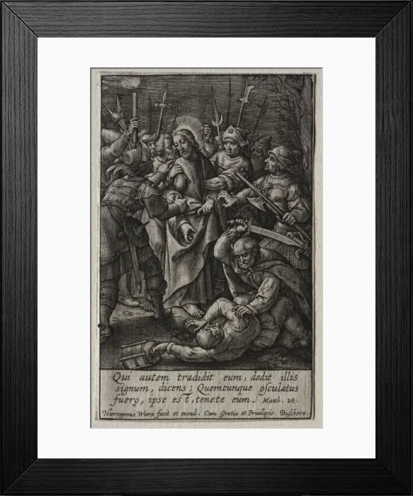 Framed Print : The Passion: The Betrayal of Christ. Creator: Hieronymus Wierix (Flemish, 1553-1619) Framed Print : The Passion: The Betrayal of Christ. Creator: Hieronymus Wierix (Flemish, 1553-1619)