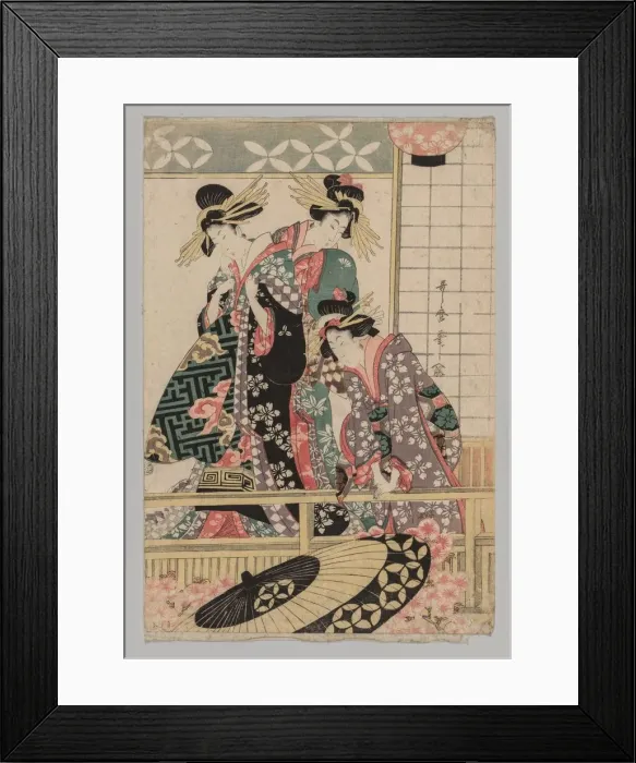 Framed Print : Yoshiwara Women Looking into the Street at Springtime, 1753-1806. Creator: Unknown Framed Print : Yoshiwara Women Looking into the Street at Springtime, 1753-1806. Creator: Unknown