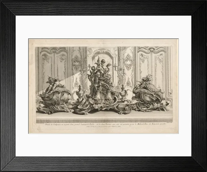 Framed Print : Works of Juste-Aurele Meissonier: Silver Sculptural Project for a Large Centerpiece Framed Print : Works of Juste-Aurele Meissonier: Silver Sculptural Project for a Large Centerpiece
