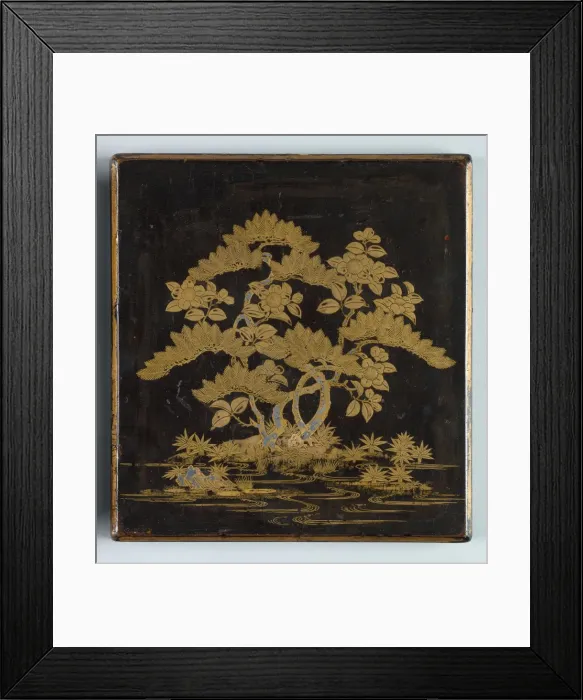 Framed Print : Writing Box (Suzuribako) with Design of Pine, Camellia and Bamboo (lid), 1400s. Creator: Unknown Framed Print : Writing Box (Suzuribako) with Design of Pine, Camellia and Bamboo (lid), 1400s. Creator: Unknown