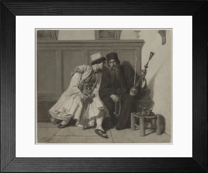Framed Print : Young Greek Man in Conversation with a Priest, second half 19th century. Creator: Alexandre Bida Framed Print : Young Greek Man in Conversation with a Priest, second half 19th century. Creator: Alexandre Bida