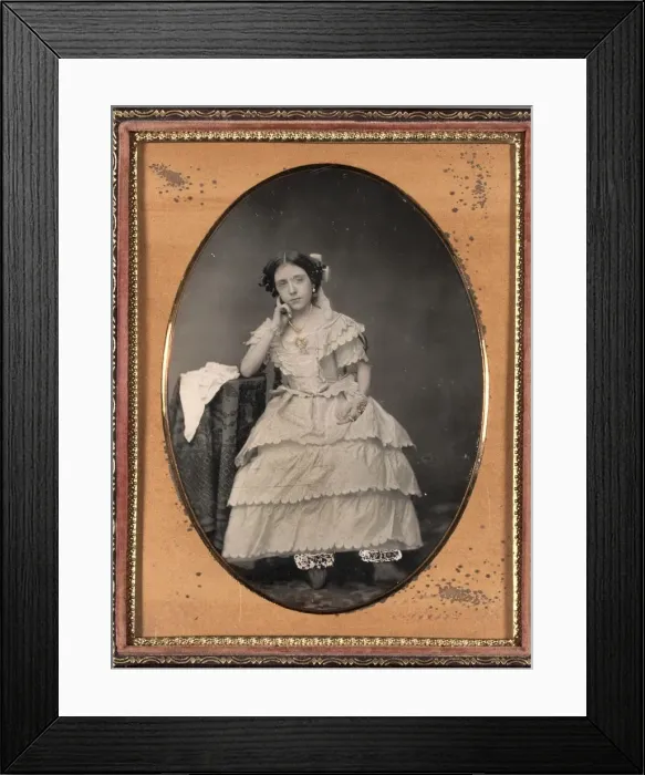 Framed Print : Young Woman in Bloomers, c. 1855. Creator: Unidentified Photographer Framed Print : Young Woman in Bloomers, c. 1855. Creator: Unidentified Photographer
