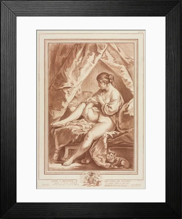 Framed Print : Young Woman Seated on a Bed, before 1764. Creator: Louis-Marin Bonnet (French, 1736-1793) Framed Print : Young Woman Seated on a Bed, before 1764. Creator: Louis-Marin Bonnet (French, 1736-1793)