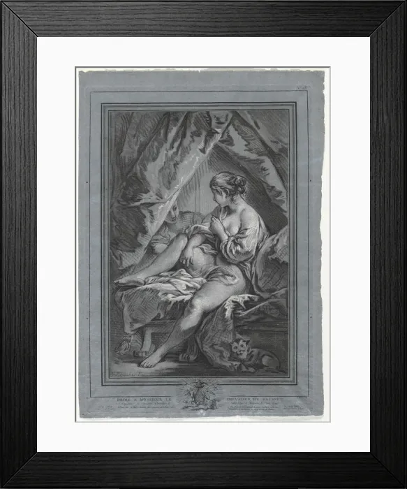 Framed Print : Young Woman Seated on a Bed, 1764-1767. Creator: Louis-Marin Bonnet (French, 1736-1793) Framed Print : Young Woman Seated on a Bed, 1764-1767. Creator: Louis-Marin Bonnet (French, 1736-1793)