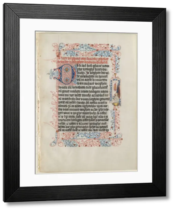Framed Print : Leaf Excised from a Book of Hours: Angel with a Banderole within a Flourished Border Framed Print : Leaf Excised from a Book of Hours: Angel with a Banderole within a Flourished Border
