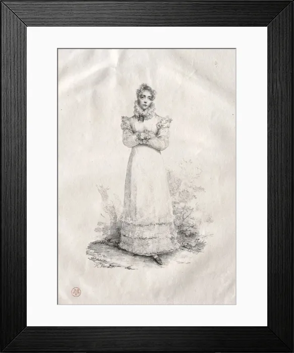Framed Print : Young Woman Standing. Creator: Horace Vernet (French, 1789-1863) Framed Print : Young Woman Standing. Creator: Horace Vernet (French, 1789-1863)
