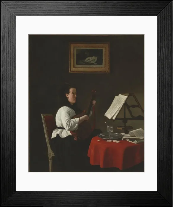 Framed Print : Young Woman with a Mandolin, Portrait of Louison Kohler, c. 1873-1874. Creator Framed Print : Young Woman with a Mandolin, Portrait of Louison Kohler, c. 1873-1874. Creator