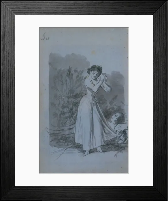 Framed Print : Young Woman Wringing Her Hands over a Mans Naked Body (verso), 1796-97 Framed Print : Young Woman Wringing Her Hands over a Mans Naked Body (verso), 1796-97
