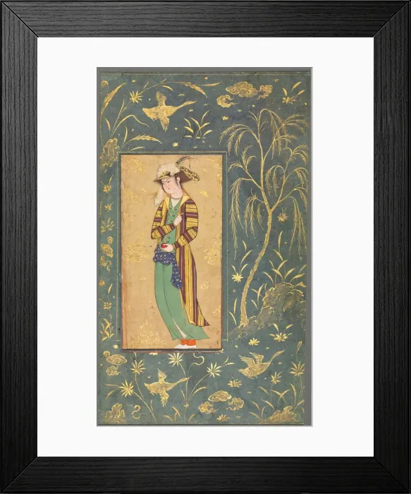 Framed Print : Youth Holding a Pomegranate; Illustration from a Single Page Manuscript, c. 1600-1650 Framed Print : Youth Holding a Pomegranate; Illustration from a Single Page Manuscript, c. 1600-1650