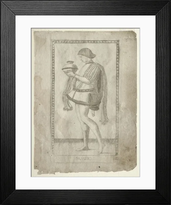 Framed Print : The Servant (from the Tarocchi, series E: Conditions of Man, #2), before 1467. Creator Framed Print : The Servant (from the Tarocchi, series E: Conditions of Man, #2), before 1467. Creator