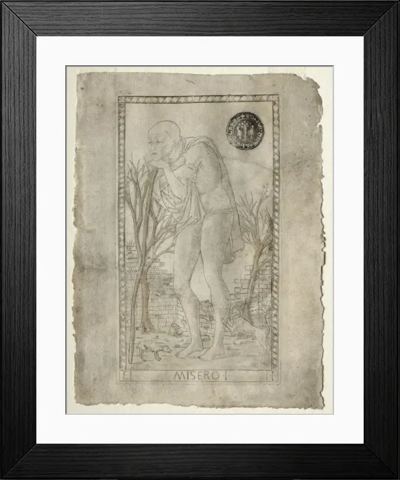 Framed Print : The Beggar (from the Tarocchi, series E: Conditions of Man, #1), before 1467. Creator Framed Print : The Beggar (from the Tarocchi, series E: Conditions of Man, #1), before 1467. Creator