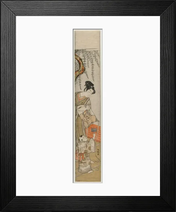 Framed Print : Young Man and Child with a Kite, early-mid 1770s. Creator: Isoda Koryusai (Japanese) Framed Print : Young Man and Child with a Kite, early-mid 1770s. Creator: Isoda Koryusai (Japanese)