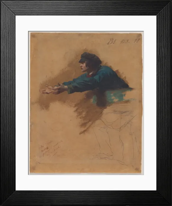 Framed Print : Young Man Leaning Forward with Outstretched Arms... c. 1851. Creator: Isidore Pils (French Framed Print : Young Man Leaning Forward with Outstretched Arms... c. 1851. Creator: Isidore Pils (French