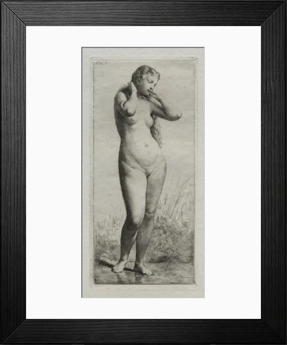 Framed Print : Young woman bathing. Creator: Charles-Emile Jacque (French, 1813-1894) Framed Print : Young woman bathing. Creator: Charles-Emile Jacque (French, 1813-1894)