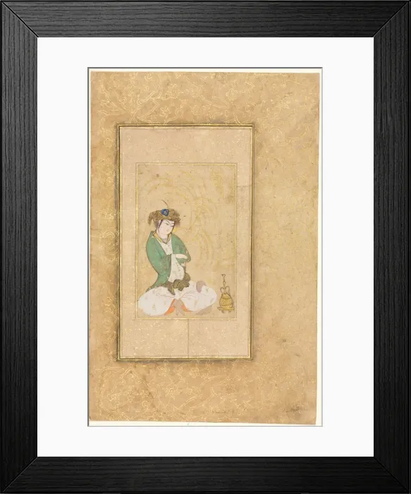 Framed Print : Youth Seated by a Willow; Single Page Illustration, c. 1600-1650. Creator: Muhammad Yusuf Framed Print : Youth Seated by a Willow; Single Page Illustration, c. 1600-1650. Creator: Muhammad Yusuf