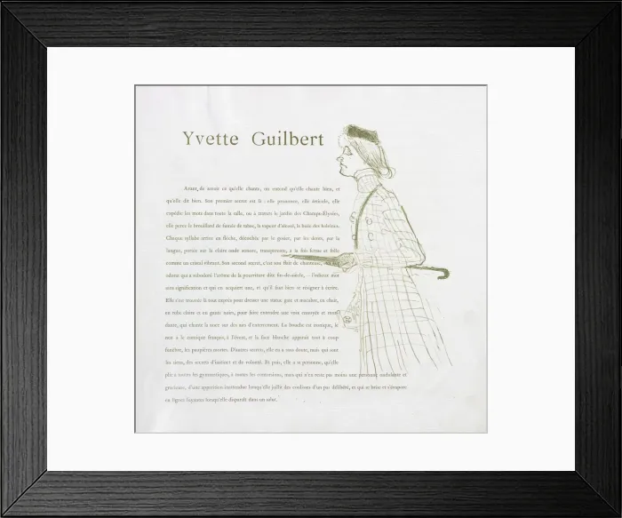 Framed Print : Yvette Guilbert-French Series: No. 1, 1894. Creator: Henri de Toulouse-Lautrec (French, 1864-1901) Framed Print : Yvette Guilbert-French Series: No. 1, 1894. Creator: Henri de Toulouse-Lautrec (French, 1864-1901)