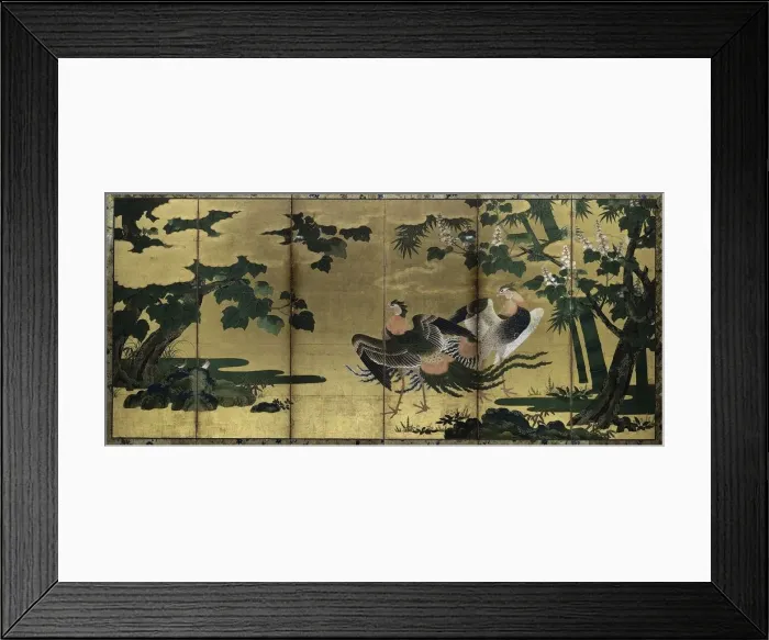 Framed Print : Phoenixes and Paulownia, late 1500s. Creator: Tosa Mitsuyoshi (Japanese, 1539-1613), attributed to Framed Print : Phoenixes and Paulownia, late 1500s. Creator: Tosa Mitsuyoshi (Japanese, 1539-1613), attributed to
