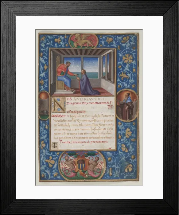 Framed Print : Leaf from a Commission: St. Mark Giving the Keys of Venice to Francesco de Priuli, c Framed Print : Leaf from a Commission: St. Mark Giving the Keys of Venice to Francesco de Priuli, c