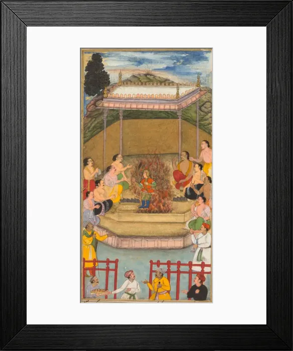 Framed Print : Yaja and Upayaja perform a sacrifice for the emergence of Dhrishtadyumna from the fire Framed Print : Yaja and Upayaja perform a sacrifice for the emergence of Dhrishtadyumna from the fire