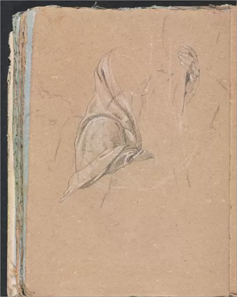 Verona Sketchbook: Drapery study with left hand (page 56), 1760. Creator: Francesco Lorenzi
