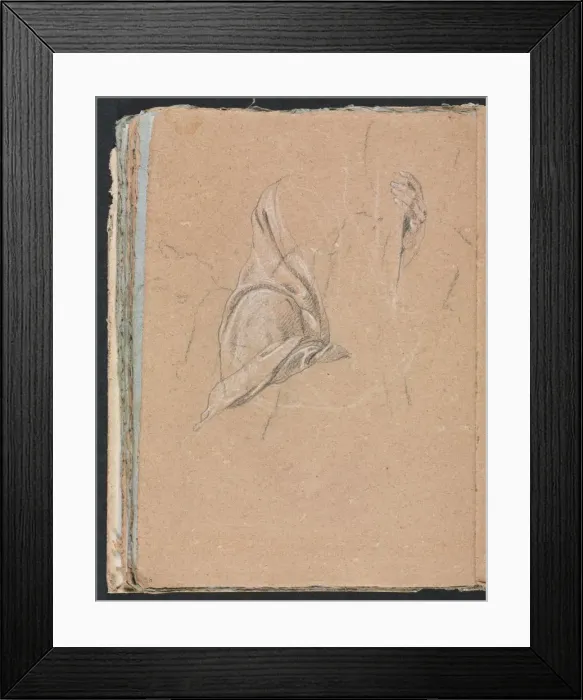 Framed Print : Verona Sketchbook: Drapery study with left hand (page 56), 1760. Creator: Francesco Lorenzi Framed Print : Verona Sketchbook: Drapery study with left hand (page 56), 1760. Creator: Francesco Lorenzi
