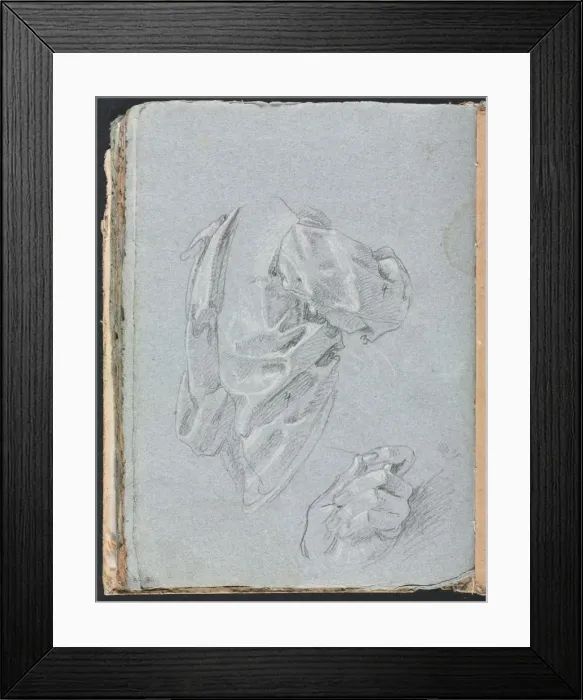 Framed Print : Verona Sketchbook: Drapery study with left hand (page 86), 1760. Creator: Francesco Lorenzi Framed Print : Verona Sketchbook: Drapery study with left hand (page 86), 1760. Creator: Francesco Lorenzi