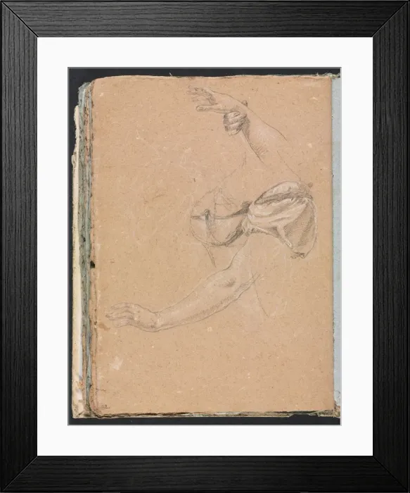 Framed Print : Verona Sketchbook: Female arms and hands with drapery (page 82), 1760. Creator: Francesco Lorenzi Framed Print : Verona Sketchbook: Female arms and hands with drapery (page 82), 1760. Creator: Francesco Lorenzi