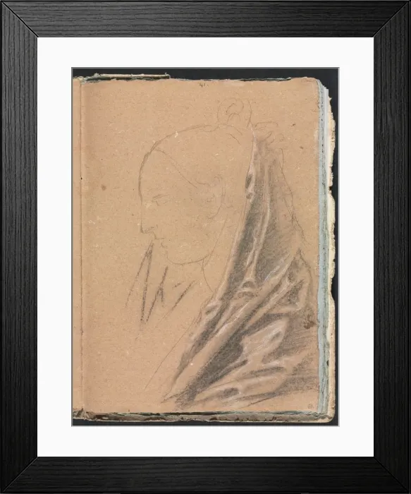 Framed Print : Verona Sketchbook: Female head with drapery (page 81), 1760. Creator: Francesco Lorenzi (Italian Framed Print : Verona Sketchbook: Female head with drapery (page 81), 1760. Creator: Francesco Lorenzi (Italian