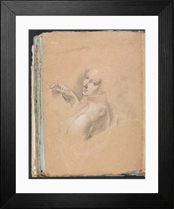 Framed Print : Verona Sketchbook: Female nude looking over left shoulder (page 74), 1760. Creator Framed Print : Verona Sketchbook: Female nude looking over left shoulder (page 74), 1760. Creator
