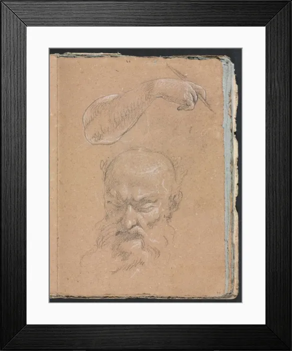 Framed Print : Verona Sketchbook: Head of a bearded man and right arm and hand (page 59), 1760. Creator Framed Print : Verona Sketchbook: Head of a bearded man and right arm and hand (page 59), 1760. Creator