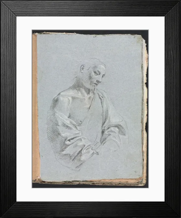 Framed Print : Verona Sketchbook: Male figure with drapery (page 71), 1760. Creator: Francesco Lorenzi (Italian Framed Print : Verona Sketchbook: Male figure with drapery (page 71), 1760. Creator: Francesco Lorenzi (Italian