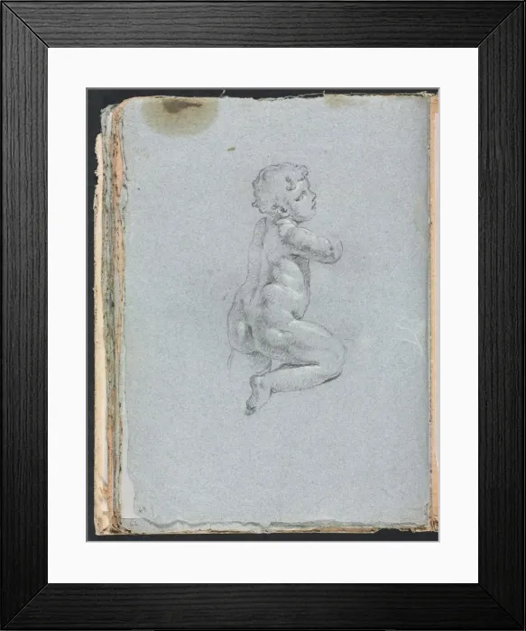 Framed Print : Verona Sketchbook: Putto in profile (page 64), 1760. Creator: Francesco Lorenzi (Italian Framed Print : Verona Sketchbook: Putto in profile (page 64), 1760. Creator: Francesco Lorenzi (Italian