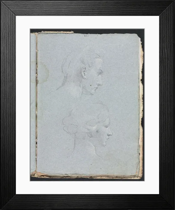 Framed Print : Verona Sketchbook: Two heads (page 85), 1760. Creator: Francesco Lorenzi (Italian, 1723-1787) Framed Print : Verona Sketchbook: Two heads (page 85), 1760. Creator: Francesco Lorenzi (Italian, 1723-1787)