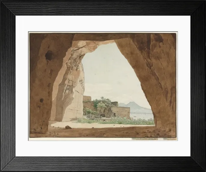 Framed Print : Vesuvius and the Bay of Naples from a Cave, 1820. Creator: Adolf von Heydeck (German, 1787-1856) Framed Print : Vesuvius and the Bay of Naples from a Cave, 1820. Creator: Adolf von Heydeck (German, 1787-1856)
