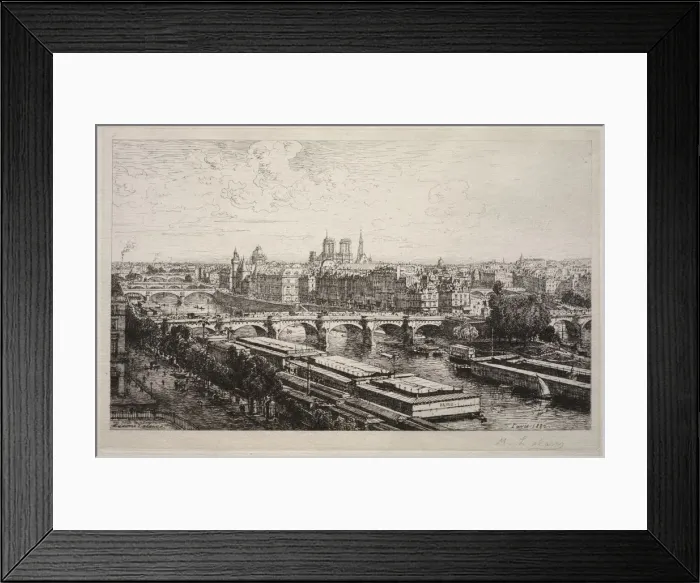 Framed Print : View from the Louvre, 1882. Creator: Maxime Lalanne (French, 1827-1886)