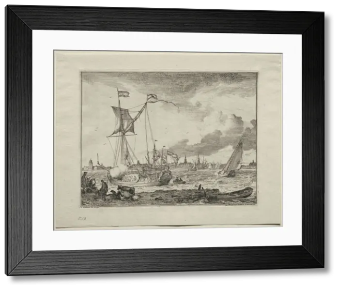 Framed Print : View of Amsterdam with Ships in Foreground, 1701. Creator: Ludolf Backhuysen (Dutch Framed Print : View of Amsterdam with Ships in Foreground, 1701. Creator: Ludolf Backhuysen (Dutch