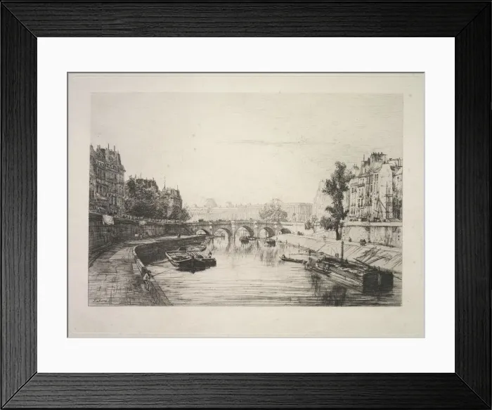 Framed Print : View from St. Michel Bridge, 1865. Creator: Maxime Lalanne (French, 1827-1886) Framed Print : View from St. Michel Bridge, 1865. Creator: Maxime Lalanne (French, 1827-1886)