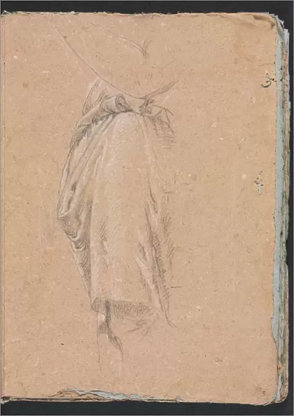Verona Sketchbook: Drapery study with elbow (page 5), 1760. Creator: Francesco Lorenzi (Italian