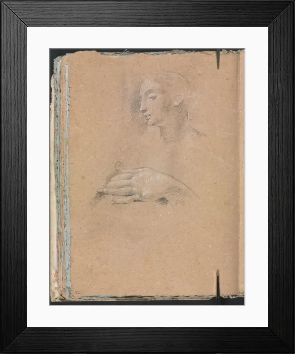 Framed Print : Verona Sketchbook: Female head and left hand (page 42), 1760. Creator: Francesco Lorenzi (Italian Framed Print : Verona Sketchbook: Female head and left hand (page 42), 1760. Creator: Francesco Lorenzi (Italian