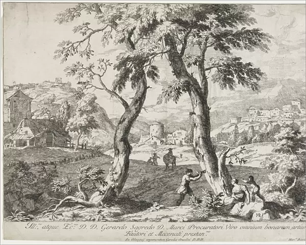 View of a Village with Figures in the Foreground, 1723. Creator: Marco Ricci (Italian, 1676-1729)