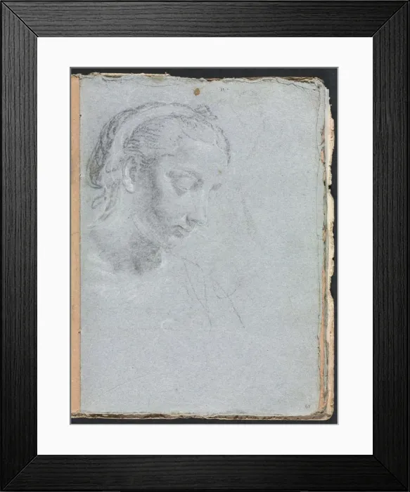 Framed Print : Verona Sketchbook: Head and shoulders of a woman (page 61), 1760. Creator: Francesco Lorenzi Framed Print : Verona Sketchbook: Head and shoulders of a woman (page 61), 1760. Creator: Francesco Lorenzi