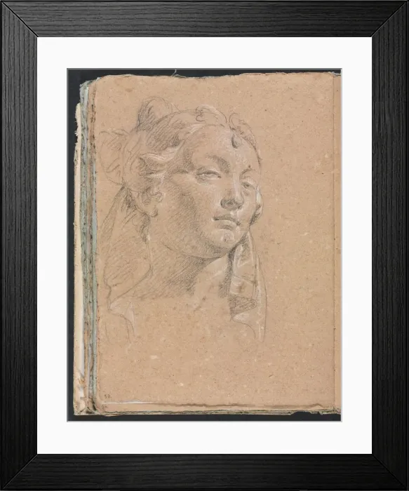 Framed Print : Verona Sketchbook: Head of a woman (page 58), 1760. Creator: Francesco Lorenzi (Italian Framed Print : Verona Sketchbook: Head of a woman (page 58), 1760. Creator: Francesco Lorenzi (Italian